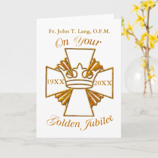 名前をカスタムする、日付ゴールデンジュビリーおめでとうございます。 カード (黄色い花)