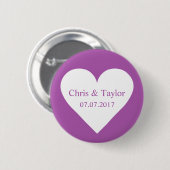 名前をカスタムする、日付、および色ハートボタン 缶バッジ (正面&裏面)
