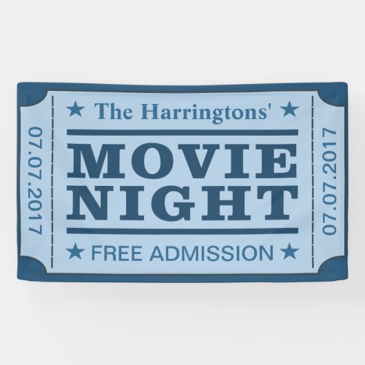名前をカスタムする&日付「ムービーチケット」バナー 横断幕 (横)