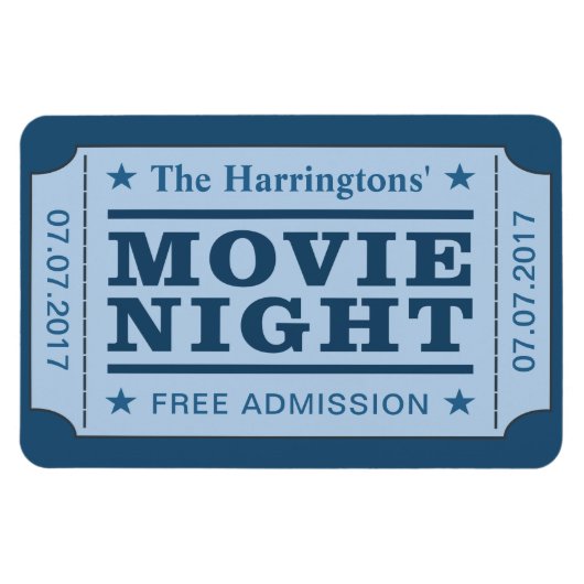 名前をカスタムする&日付「映画チケット」マグネット マグネット (横)