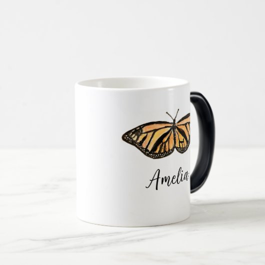 名前をカスタムする（昆虫）オオカバマダラ、モナーク絵を描蝶の昆虫 モーフィングマグカップ (正面右)