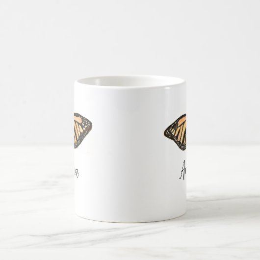 名前をカスタムする（昆虫）オオカバマダラ、モナーク絵を描蝶の昆虫 モーフィングマグカップ (中央)