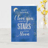 名前をカスタムする、星から月の夜空への愛 カード (黄色い花)
