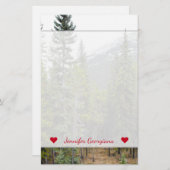 名前をカスタムする + 森林および山場面文房具 便箋 (正面/裏面)