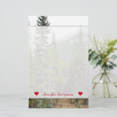 名前をカスタムする + 森林および山場面文房具 便箋 (スタンド正面)