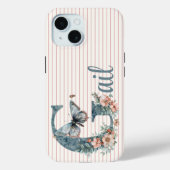 名前をカスタムする |植物学イニシャル |バタフライブルー Case-Mate iPhoneケース (裏面)