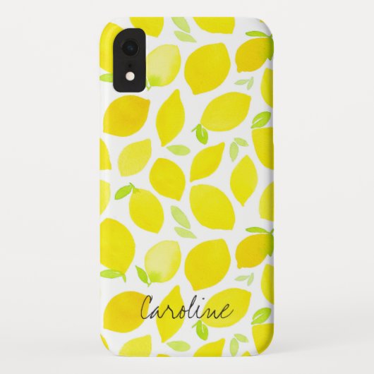 名前をカスタムする | 水彩イエローレモン模様 Case-Mate iPhoneケース (裏面)