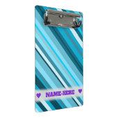 名前をカスタムする;海-インスパイア青/ティール（緑がかった色）/水ストライプ色の ミニクリップボード (アングル)