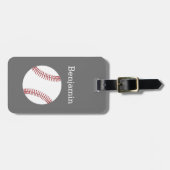 名前をカスタムする-灰色を用いる野球 ラゲッジタグ (正面横)