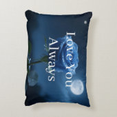 名前をカスタムする&特別な年ロマンティックブルーバラ アクセントクッション (裏面(縦))