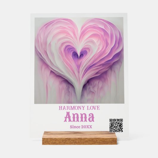 名前をカスタムする、特別日付、QRコードアクリル記号 アクリルサイン (正面)