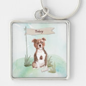 名前をカスタムする(犬)スタッフォードブルテリアペットドッグ キーホルダー (正面)