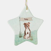 名前をカスタムする(犬)スタッフォードブルテリアペットドッグ セラミックオーナメント (右)