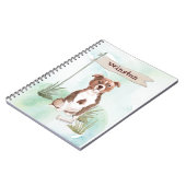 名前をカスタムする(犬)スタッフォードブルテリアペットドッグ ノートブック (左側)