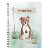 名前をカスタムする(犬)スタッフォードブルテリアペットドッグ ノートブック (正面)