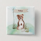 名前をカスタムする(犬)スタッフォードブルテリアペットドッグ 缶バッジ (正面)