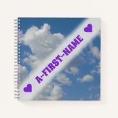 名前をカスタムする+白/灰色の雲と青空 ノートブック (正面)