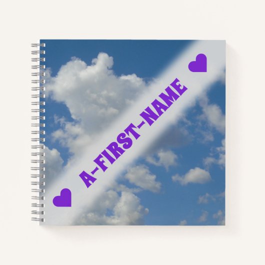 名前をカスタムする+白/灰色の雲と青空 ノートブック (正面)