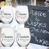 名前をカスタムする、素朴フラワーボウ、ブリデズメ結婚イド ステムなしワイングラス