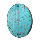 名前をカスタムする&結婚ズ日付ターコイズ ダーツボード (正面右)