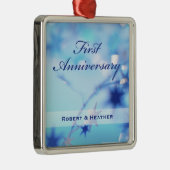 名前をカスタムする、結婚一周年記念 メタルオーナメント (右)