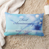名前をカスタムする、結婚一周年記念 ランバークッション (ブランケット)