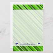 名前をカスタムする+緑線/ストライプパターン 便箋 (正面/裏面)