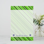 名前をカスタムする+緑線/ストライプパターン 便箋 (スタンド正面)