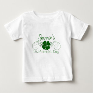 名前をカスタムする:聖パトリックの日シャムロック·スワール ベビーTシャツ