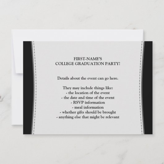 名前をカスタムする、虹の文字、花火の卒業生のパーティー 招待状 (裏面)