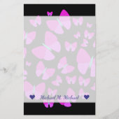 名前をカスタムする+蝶の群芸術的れ 便箋 (正面)