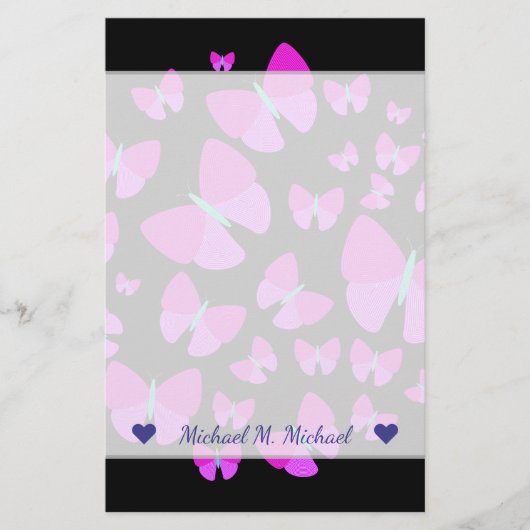 名前をカスタムする+蝶の群芸術的れ 便箋 (正面)
