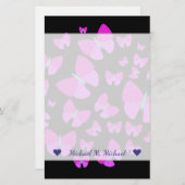 名前をカスタムする+蝶の群芸術的れ 便箋 (正面/裏面)