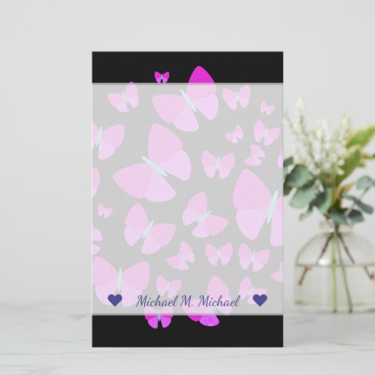 名前をカスタムする+蝶の群芸術的れ 便箋 (スタンド正面)