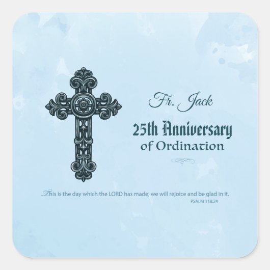 名前をカスタムする・記念日の叙勲、司祭 スクエアシール (正面)