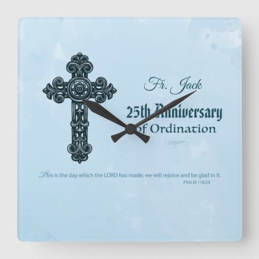 名前をカスタムする・記念日の叙勲、司祭 スクエア壁時計 (正面)