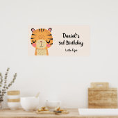 名前をカスタムする&誕生日かわいいタイガー漫画の動物 ポスター (キッチン)