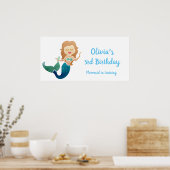 名前をカスタムする&誕生日かわいい人魚のトレーニング ポスター (キッチン)