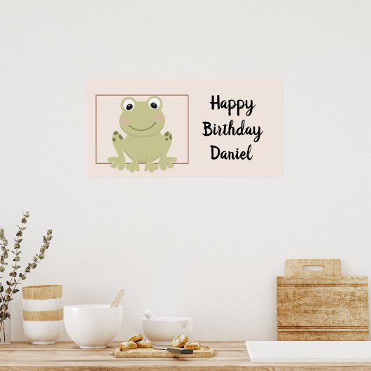 名前をカスタムする&誕生日カエル風刺動物 ポスター (キッチン)