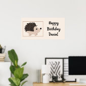 名前をカスタムする&誕生日ハリネズミ漫画アニマル ポスター (ホームオフィス)