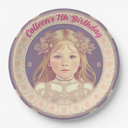 名前をカスタムする&誕生日ラウンド紙プレート ペーパープレート (正面)