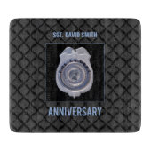 名前をカスタムする、警察署との記念日 カッティングボード (正面)