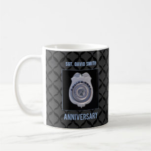 名前をカスタムする、警察署との記念日 コーヒーマグカップ