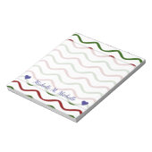 名前をカスタムする+赤と緑の波線パターン ノートパッド (回転)