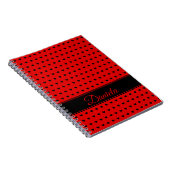 名前をカスタムする-赤（黒）ハート ノートブック (右側)