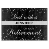 名前をカスタムする、退職祝いブラック カッティングボード (正面)