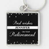 名前をカスタムする、退職祝いブラック キーホルダー (正面)