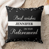 名前をカスタムする、退職祝いブラック クッション (ブランケット)