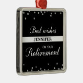 名前をカスタムする、退職祝いブラック メタルオーナメント (右)