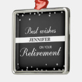 名前をカスタムする、退職祝いブラック メタルオーナメント (左)